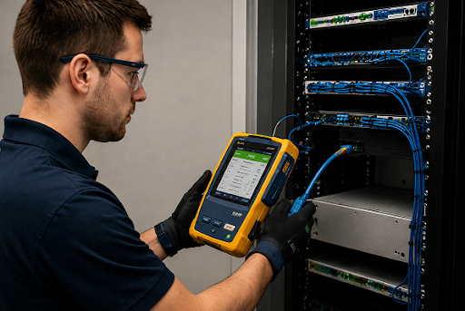 network validation testing fiber and copper connections